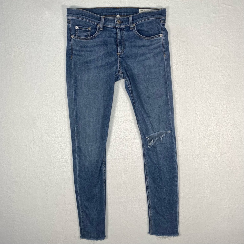 Women’s rag & bone Skinny Distressed Midland Raw Hem Jeans Size 29 Preppy Summer